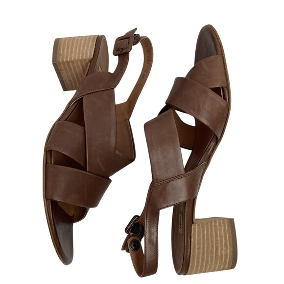 Paul Green Reese Slingback Womens 9 Brown Leather Sandals Criss Cross Straps - Picture 8 of 16